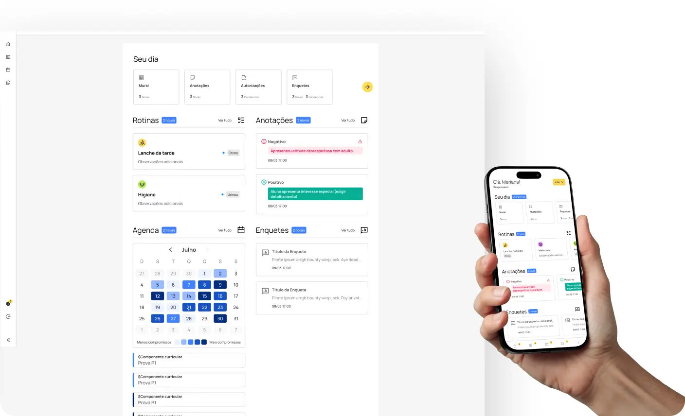 Painel web do IluminarApp e aplicativo móvel